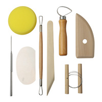 Kit de 8 outils de poterie en céramique avec éponge pour sculpture en argile douce Ensemble d'outils d'art