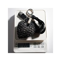 Porte-clés Cœur en Tissu Tweed à Carreaux avec Pendentif Ruban Perlé, Accessoire de Sac, Anneau de Clé, Cadeau Esthétique pour Femmes et Filles