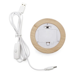 Chất Lượng Tốt Led Cơ Sở Đèn Sồi Gỗ Pha Lê Bóng Đêm Ánh Sáng Cơ Sở Với Cáp USB - Product Image 6