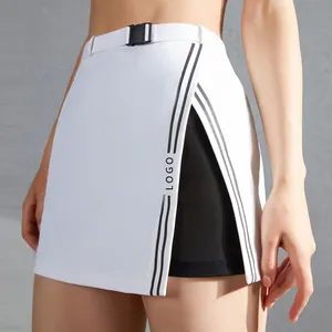 Custom Girl's Tennis Golf Skirts Tummy Control Sports Wear Adjustable Waist 2 in 1Shorts Skirt White Women's Tennis Skirts