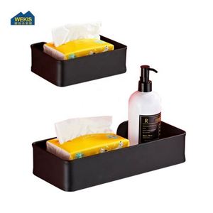 Modern Bathroom Kitchen Shower Room No Drilling Self Adhesive Wall-Mounted Aluminum Black Dish Soap Caddy <b>Shelf</b> Soap Holder - Product Image 3