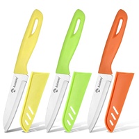 Vente en gros de couteaux d'office couleur bonbon, briquet portable avec couvercle de sécurité, couteaux à fruits tranchants