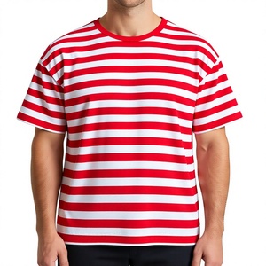 T-shirt Homme Rayé 100% Coton Épais 240 GSM, Coupe Oversize à Épaules Tombantes, Qualité Supérieure, Anti-Plis, Personnalisable OEM - Product Image 1