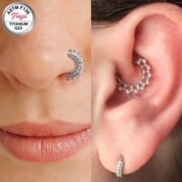 Freya ASTM F136 Anneau de nez, clicker de septum, bijoux de piercing d'oreille en titane G23, boucles d'oreilles en titane, clou de nez, bijoux de corps sexy