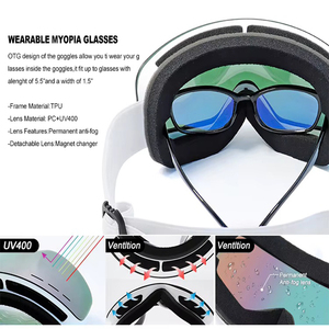 स्की गोगल्स फ्रेमलेस पीसी फ्रेम Uv400 सुरक्षा ध्रुवीकृत दर्पण लेंस स्नोमोबाइल सुरक्षा चश्मे बर्फ खेल आईवियर कस्टम लोगो - Product Image 4