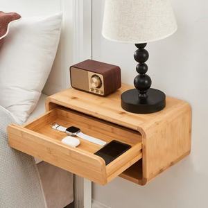 Mesita de noche flotante de madera con cajones, ideal para uso doméstico, dormitorio, lámpara de noche y almacenamiento. Mesita de noche multiusos - Product Image 1