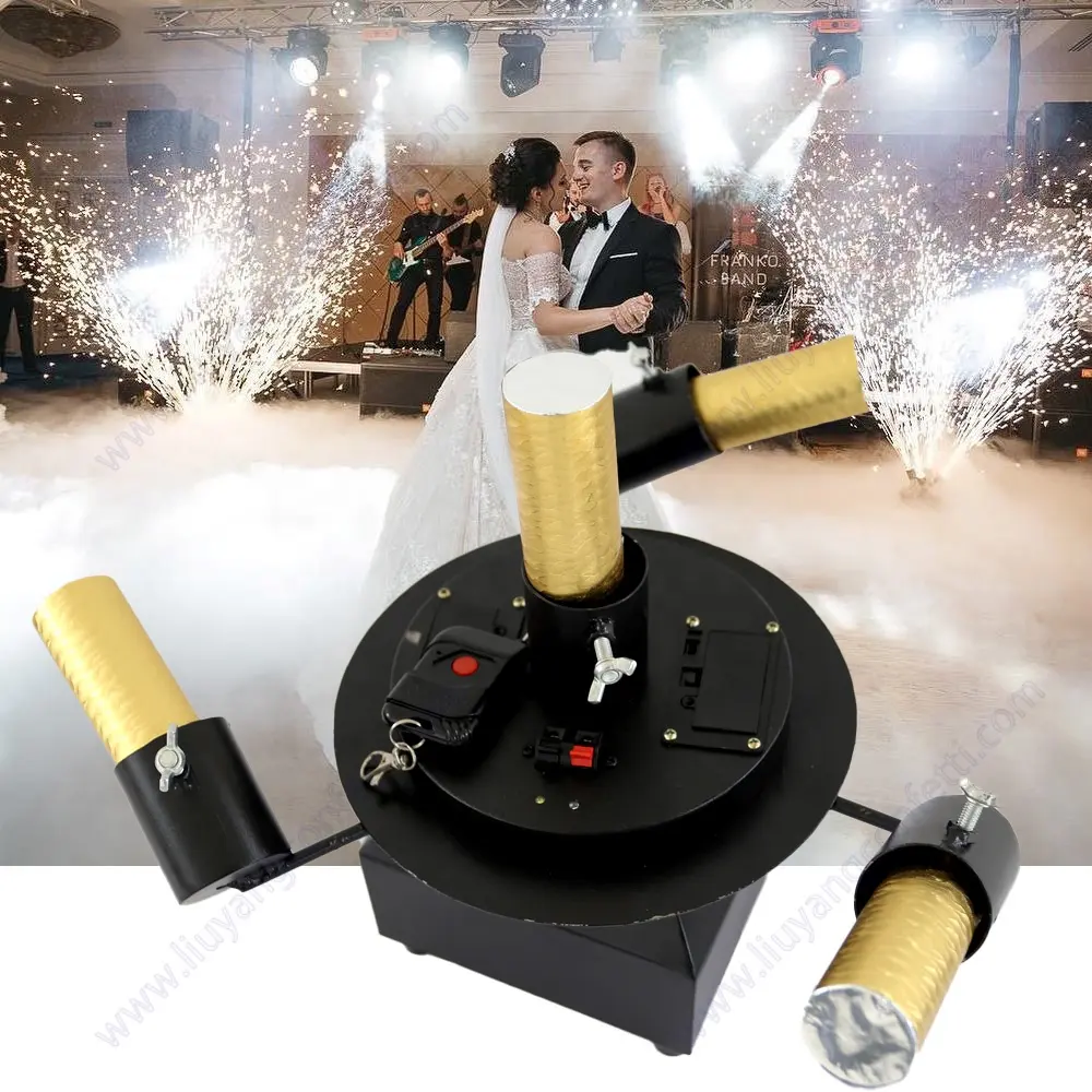 זיקוקי שלב ספינינג ניצוץ מכונה Sparking חתונה שלט רחוק חשמלי קר Pyro לוטוס פרח בלט מסחרי אור DJ