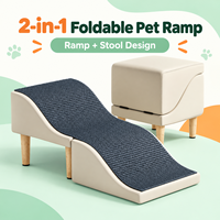 Rampe pliable de luxe pour animaux de compagnie, escalier pour petits chiens et chats, antidérapant, durable, design moderne, forme ondulée, rangement facile, pieds en bois massif