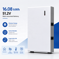 Batterie murale intelligente compatible 5kWh 10kWh 16kWh avec BMS, prise en charge du réseau hybride, LiFePO4 CAN pour la plupart des onduleurs courants et les systèmes ESS domestiques