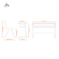 Ensemble table et chaise d'école à hauteur réglable avec structure métallique, table d'étude pour étudiants avec rangement, mobilier éducatif durable