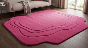 พรมปูพื้นขนแกะสีชมพูเข้มแบบทันสมัยเนื้อผ้าเนื้อนุ่มลายแอบสแตรกไม่ลื่นคุณภาพสูงสำหรับสัตว์เลี้ยงห้องนั่งเล่นที่เป็นมิตร - Product Image 3