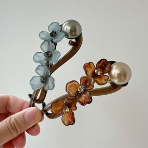 Nouvelles pinces à cheveux rétro à fleurs, barrettes à pression style <span class=keywords><strong>vintage</strong></span>, épingles à cheveux torsadées pour chignon arrière - Product Image 2