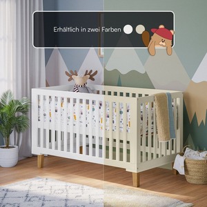 Lit bébé moderne et contemporain en MDF, réglable en hauteur sur 3 positions, avec pieds en bois massif, durable pour chambre à coucher - Vente en gros - Product Image 4