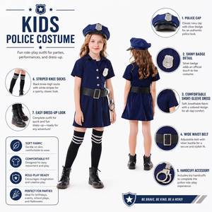 Nuevo Disfraz Azul para Niñas 2026, Disfraz de Policía para Halloween, Juego de Cosplay, Vestido de Mujer Policía para Niñas - Product Image 2