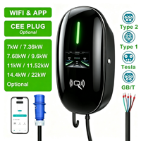 Caricatore EV Smart AC 48A 11kW NACS SAE J1772 OCPP RFID APP Wallbox con Potenza Regolabile, Connettore Personalizzato, LCD, IP65 per Uso Domestico e Commerciale