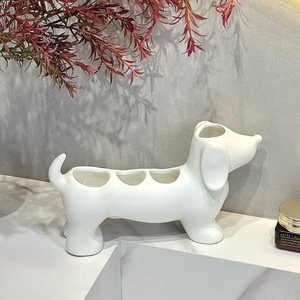 Dachshund Toothbrush Holder With <b>Toothpaste</b> And Makeup Brush Storage Tabletop Placement Easy To Clean - Product Image 3