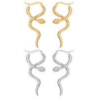 Delicados Pendientes de Aro con Forma de Serpiente, Joyería de Animal Espiritual para Ella, Pendientes de Aro de Serpiente de Acero Inoxidable Chapados en Oro de 18K
