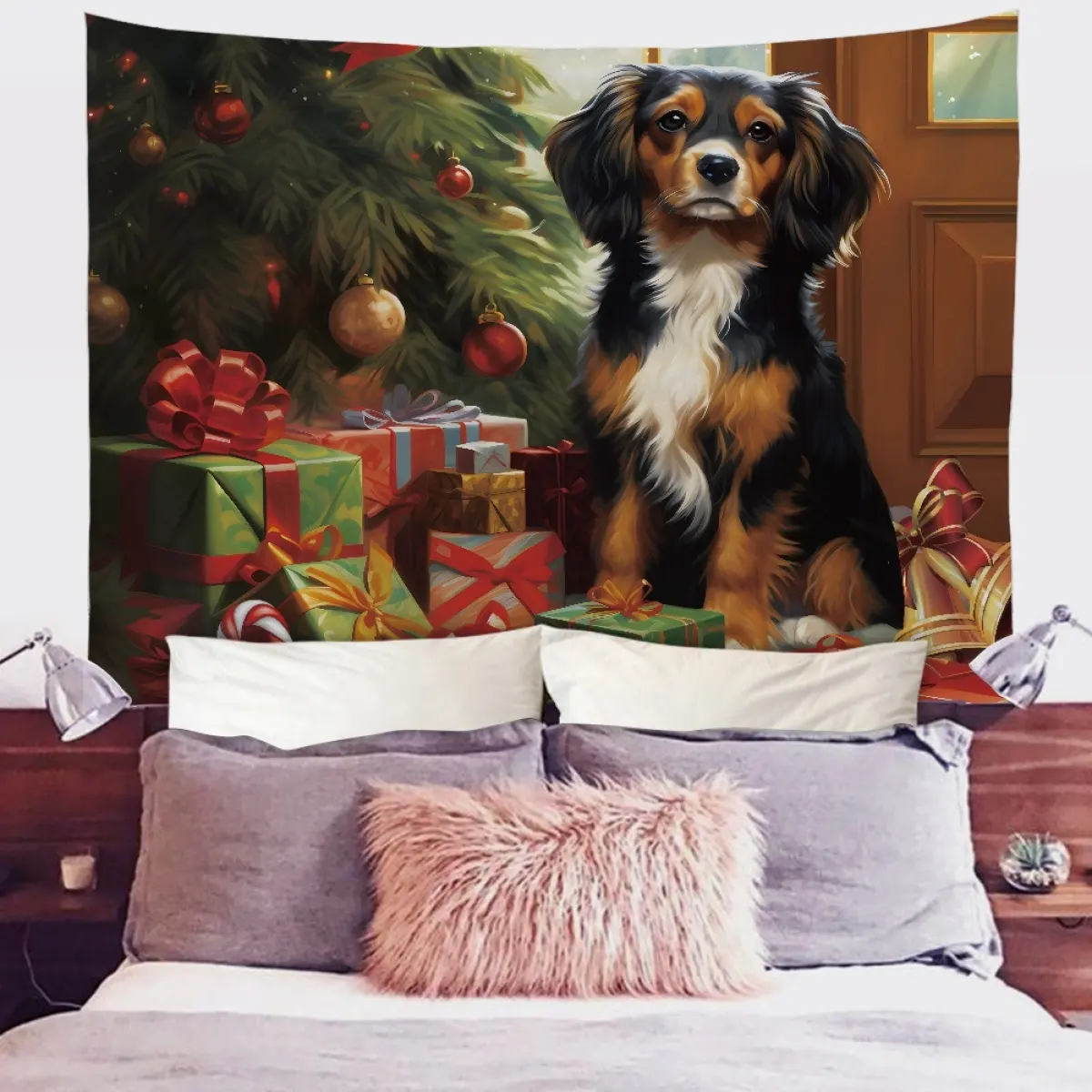 Personalização Tapeçaria de Natal Fácil de Pendurar e Retract Xmas Tree Snowman Deer Faça Bedding Room Living Room Mais Quente
