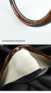 Cubierta de <span class=keywords><strong>volante</strong></span> de grano de madera de cuero antideslizante para coche cubierta protectora Universal para <span class=keywords><strong>volante</strong></span> de coche estilo de moda 38cm <span class=keywords><strong>tipo</strong></span> O <span class=keywords><strong>D</strong></span> - Product Image 6