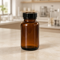Bouteille en verre ambré de 120 ml pour vitamine C avec bouchon à vis en métal doré, étiquette personnalisée pour emballage de comprimés, capsules et suppléments – Vente en gros