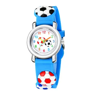 硅胶乐队可爱卡通儿童儿童观看彩色3D图案男孩足球手表