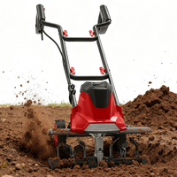 Motoculteur électrique Vertak 1200W, cultivateur pliable à poignée en H, largeur de travail 400 mm, profondeur 220 mm, pour jardin et cour.