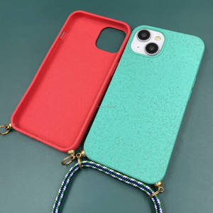 Écologique biodégradable pratique <span class=keywords><strong>collier</strong></span> compostable paille de blé téléphone étui avec chaîne <span class=keywords><strong>collier</strong></span> avec sangle cordon pour <span class=keywords><strong>iphone</strong></span> 15 - Product Image 6