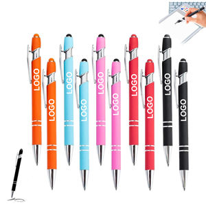 Promosyon Stylus dokunmatik 2 in 1 tükenmez kalemler Metal kauçuk özel Logo baskı lazer gravür ile reklam için sabit ofis hediye - Product Image 6