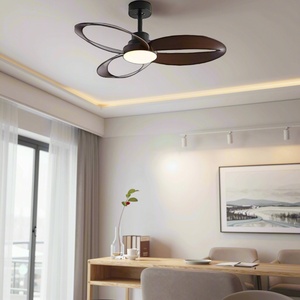Ventilateur de plafond LED nordique moderne avec 5 pales et éclairage spectre complet pour salle à manger, télécommande incluse - Product Image 1