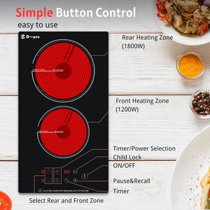 Table de cuisson électrique en céramique Doopen, 2 brûleurs, commande tactile, surface lisse noire, plaque de cuisson encastrable pour la maison, 220V - Product Image 5