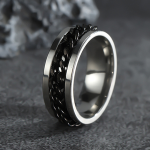 Anello a catena girevole in acciaio inox per gli uomini rotanti ansia Fidget Anti Stress anelli da dito accessori per gioielli - Product Image 1