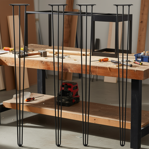 Ensemble de 4 pieds de table en acier au carbone noir, robustes, pour bureau, table à manger, chaise, capacité de charge de 880 lb - Product Image 2