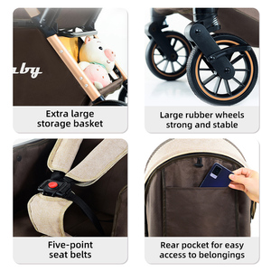 Passeggino <span class=keywords><strong>per</strong></span> <span class=keywords><strong>Neonati</strong></span> con Telaio in Metallo a Vista Alta, Posizioni Seduta e Sdraiata, Pieghevole, Design Portatile Bidirezionale, Carico 20KG - Product Image 3