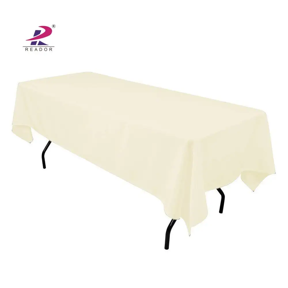 Low Price Outdoor Rectangle Durable Using White Wedding Table Cloth Linen Tablecloths Factory