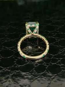 Anillos de Moda Clásicos Personalizados para Mujer, Anillo de Diamante Cultivado en Laboratorio con Corte Esmeralda, Oro de 14k y 18k, Regalo de Aniversario, Joyas RIZTA de Lujo - Product Image 2