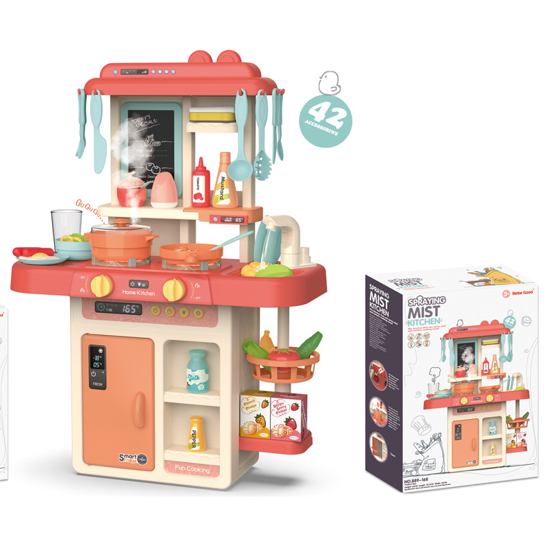 Спрей для игры, 42 шт., спрей + свет + вода + звук, кухонная посуда и умывальник, набор игрушек для девочек и мальчиков