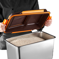 HUFA Nouveau design, seau à riz en acier inoxydable 304 avec poignée pliable, couvercle en PP pour le stockage des aliments, boîte à lunch, couvercle de boîte à légumes