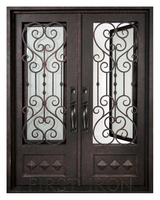 Modèles de portes en métal à double porte en fer forgé pour entrée principale de style nouveau