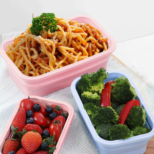 4 cái/bộ Xách Tay Bát Thiết Kế Mới Ráp Hình Chữ Nhật Silicone Hộp Ăn Trưa <span class=keywords><strong>Container</strong></span> Lưu Trữ Thực Phẩm Cho Nhà Bếp - Product Image 2