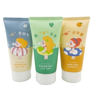 Manufacturer Cute Custom 180ml <b>Plastic</b> Squeeze Round <b>Tube</b> Facial Cleanser Cream <b>Tubes</b> Set with Flip Cover for Cosmetic Packaging - Product Image 1