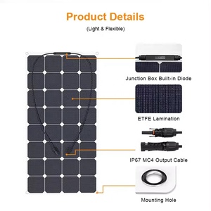 18V Mono 100W Flexibles Solarpanel <span class=keywords><strong>12V</strong></span> Wasserdichtes Solarladesystem Aus China für Auto/Boot/Heimgebrauch Halbzellen-PERC-Typ - Product Image 4