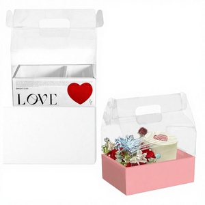 Hot Sale Recycled Luxury Custom Gold Foil Food Safe Bouquet Transparent Handheld Cake Cookie Flower Gift Box <b>Packaging</b> for - Product Image 3