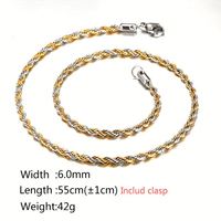 Collier à maillons torsadés 2-5 mm en acier inoxydable 316L, plaqué or multi-couches, chaîne corde classique pour homme, taille personnalisable