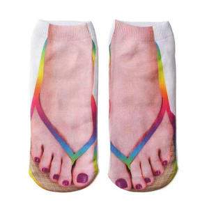 Mode hommes femmes filles drôle fou impression 3D chaussettes tongs conception <span class=keywords><strong>chaussette</strong></span> <span class=keywords><strong>sandale</strong></span> nouveauté - Product Image 4