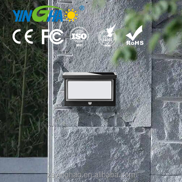 1000LM Modern Outdoor Solar Motion Wall Light IP65 Waterproof ABS Material LED Solar Wall Sconce Lighting Garden Dual Sensor