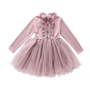 Robe de soirée élégante en coton à manches longues pour enfants, style princesse musulmane, avec volants, pour la vente en gros et les tenues de maquillage - Product Image 1