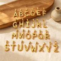 Tarnish Free Trendy Waterproof Jewelry 26 English Letters A-Z Stainless Steel Alphabet Charms Initial Bubble Name Letter Pendant
