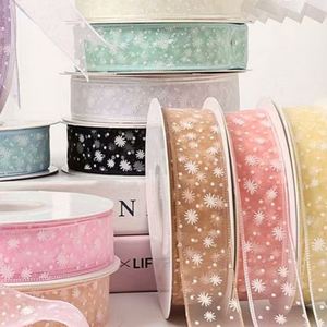 ริบบิ้นผ้าทูลลายดอกไม้ประดับดาว ขนาด 20 หลา สำหรับห่อดอกไม้และของขวัญ - Product Image 4