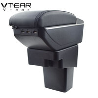 Vtear Accoudoir avant de voiture en ABS et cuir PU avec chargeur USB, porte-gobelet et boîte de rangement, accessoires intérieurs pour Hyundai Solaris 2011-2016