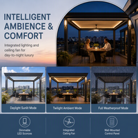Pergola bioclimatique de luxe en aluminium motorisée, toit métallique imperméable, gazebo écologique pour espace extérieur et patio